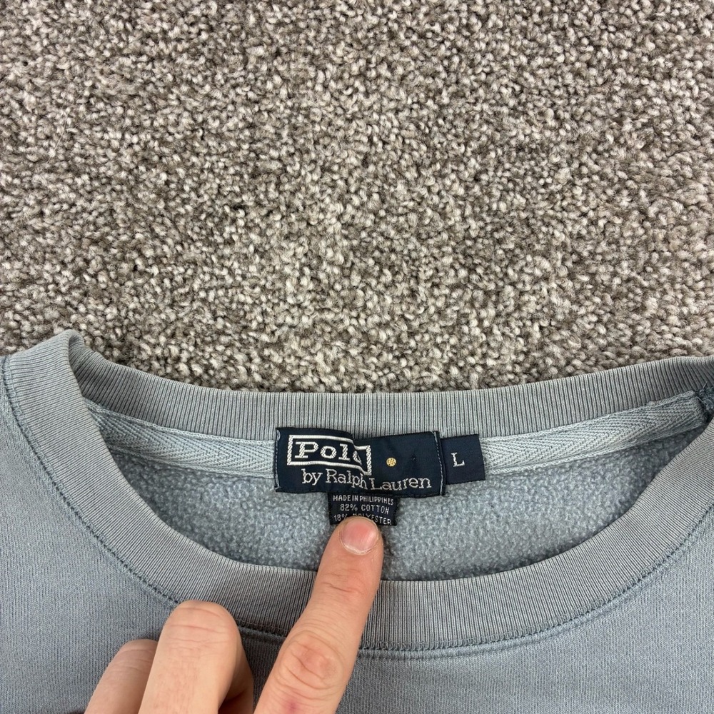 Vintage Polo Ralph Lauren Sweatshirt Mens Large Blue Crewneck Small Pony Logo - Picture 4 of 6